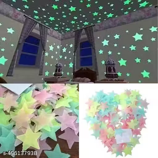 50 pcs Glow In the dark Stars Night Glowing Stars Decorative Adhesive Stickers kid Room Items