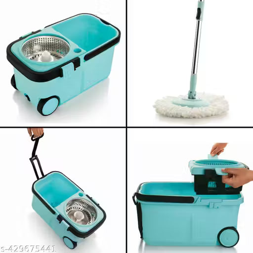 VIRAT 360° Spin Floor Cleaning Easy Advance Tech Bucket Mop &amp; Rotating Steel Pole