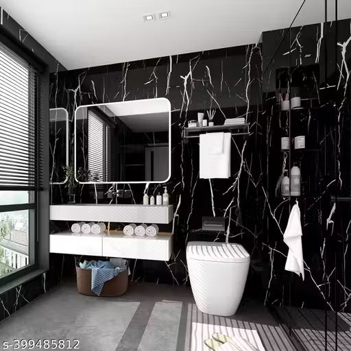 SWIPENBUY Wall Sticker Black Waterproof Marble Wallpaper Foil