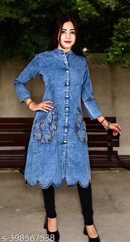 Denim A line kurties for women