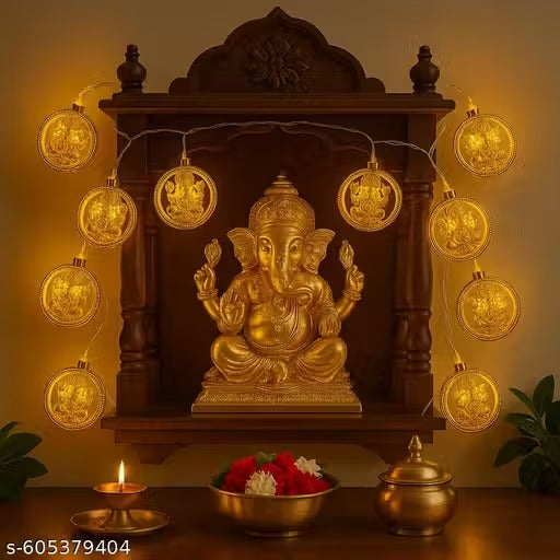 Definite Ganesha Light for Indoor Mandir Temple Decoration for Puja with 10 Led Bulbs