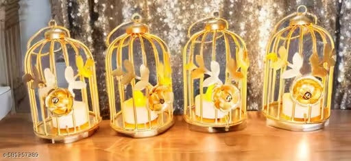 METAL BIRDCAGE TEALIGHT CANDLE HOLDER FOR HOME DECOR