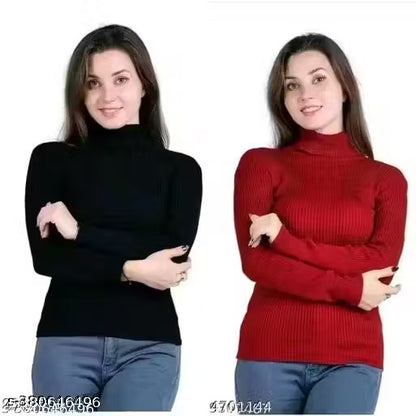 sweater woman sweater, high neck combo of black, maroon for girls