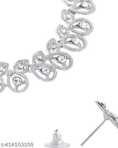Rhodium Plated Jewellery Set with White Austrian Diamond