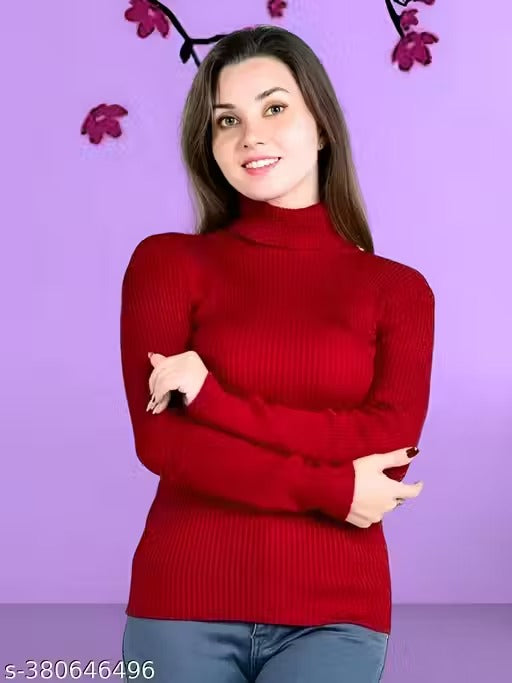 sweater woman sweater, high neck combo of black, maroon for girls