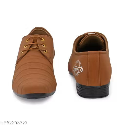 Brown formal shoes Trendy Solid Formal Mesh leather Shoe For Men