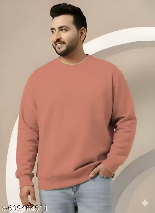 Men’s Plus Size Round Neck Full Sleeve Cotton Fleece Sweatshirt