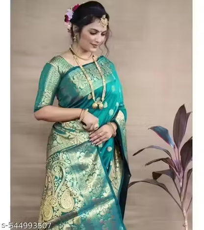 Banarasi Silk Saree with Golden Zari Border