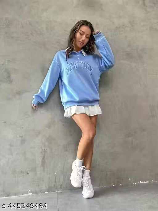 Women's Fleece Full Sleeve Collared Sweatshirt