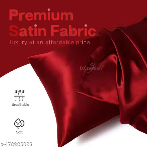 Maroon Red Satin silk Pillow Cover Pack of 2