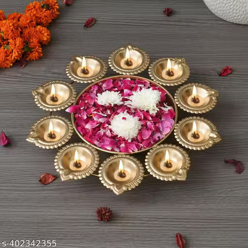 SM India Flower Shape Diya Decorative Urli Bowl for Home, Office and Table Decor