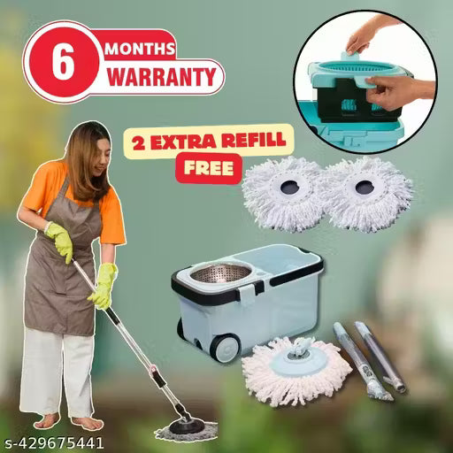 VIRAT 360° Spin Floor Cleaning Easy Advance Tech Bucket Mop &amp; Rotating Steel Pole