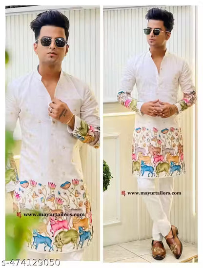 Divine Lotus Embroidered Kurta/Kurta for men