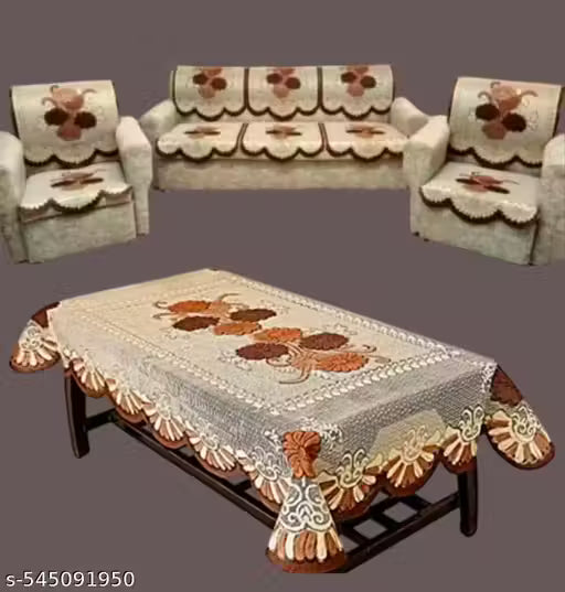 Attractive Home Decor 5 Seater Sofa Cover Set with Table Cover