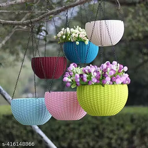 Pack of 5 | Hanging Pots 6 Inches by Gamlakart for your Garden | Pack of 5 | Random Colours
