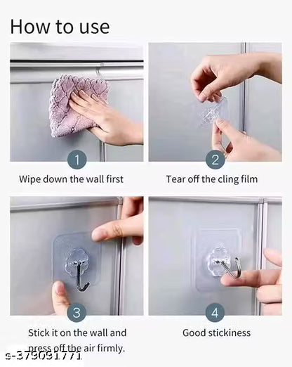 New Walls Hooks &amp; Wall Hanger Without Drilling, Adhesive Wall Transparent Hooks