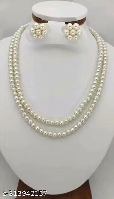 SINGLE AND DUAL LINE PEARL MALA SET / Pearl Necklace / Pearl Neckpeice