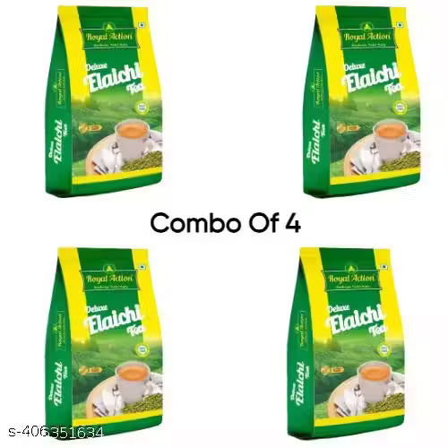 Royal Action Deluxe Pack of 4 Elaichi Tea | 4 Steel Spoons Free With this pack