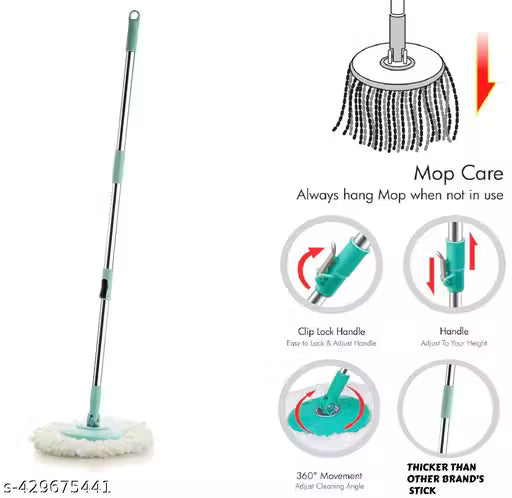 VIRAT 360° Spin Floor Cleaning Easy Advance Tech Bucket Mop &amp; Rotating Steel Pole
