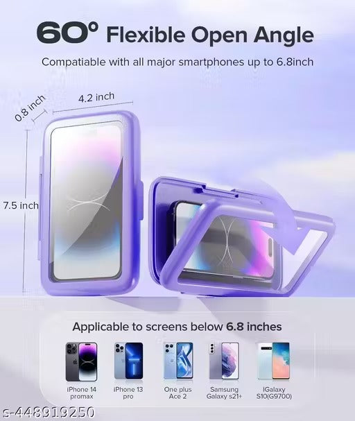PRETOX Waterproof Shower Phone Holder | 480° Rotation | Anti-Fog Touch Screen (Purple)