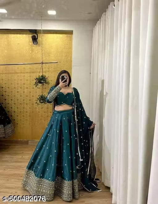 fancy work lehenga choli