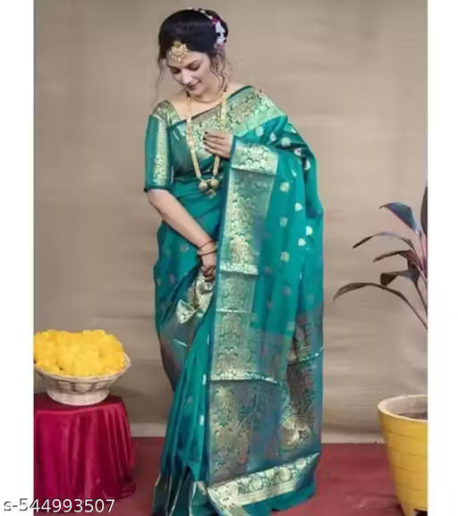 Banarasi Silk Saree with Golden Zari Border