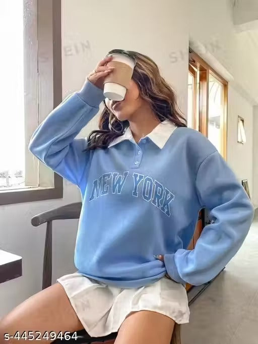 Women's Fleece Full Sleeve Collared Sweatshirt