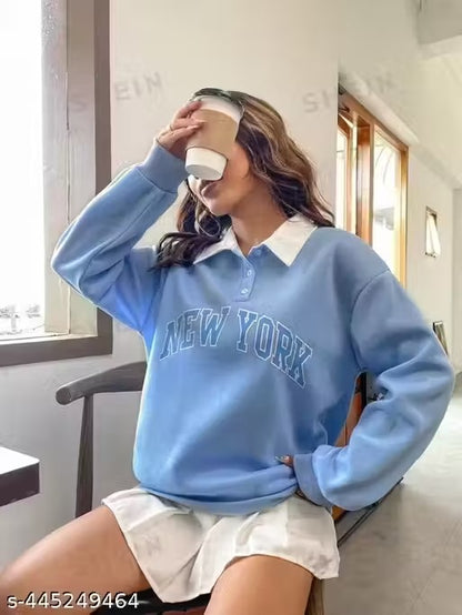 Women's Fleece Full Sleeve Collared Sweatshirt