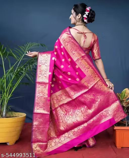 Banarasi Silk Saree with Golden Zari Border