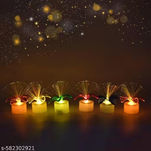 Multitcolor LED Fiber Optic Flower Decorative Tealight for Home