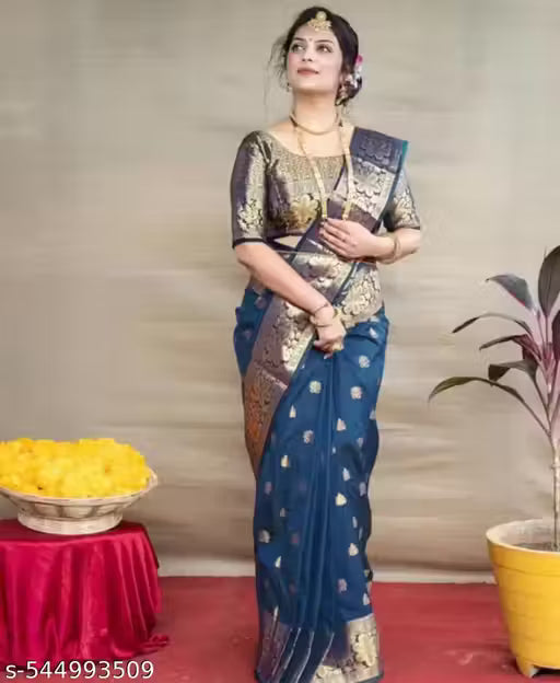 Banarasi Silk Saree with Golden Zari Border