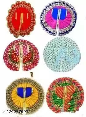 Combo of 12 Stylish Bal Gopal, Kanha Ji, Laddu Gopal, Thakur ji 5 Poshak 2 mala 1 aasan 1 Nightsuit 1 Bansuri and 1 Pagdi, Mosquito Net, Bed Dress size (0)