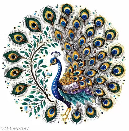 Ridit Creation ™ peacock painting Waterproof PVC Vinyl Decorative Wall Sticker For Living Room, Bedroom, Office