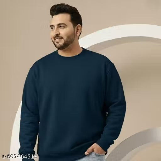 Men’s Plus Size Round Neck Full Sleeve Cotton Fleece Sweatshirt