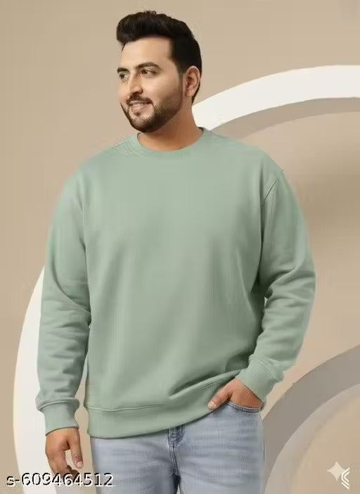 Men’s Plus Size Round Neck Full Sleeve Cotton Fleece Sweatshirt