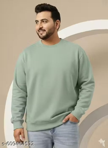 Men’s Plus Size Round Neck Full Sleeve Cotton Fleece Sweatshirt