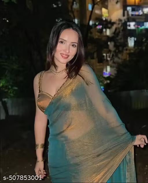 BHARODIYA ENTERPRISES Gold & Rama Green Two-Tone Soft Fancy Chiffon Silk Designer Saree