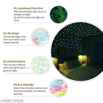 50 pcs Glow In the dark Stars Night Glowing Stars Decorative Adhesive Stickers kid Room Items