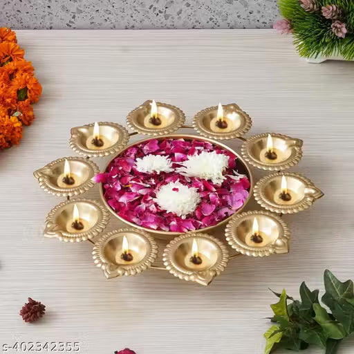 SM India Flower Shape Diya Decorative Urli Bowl for Home, Office and Table Decor