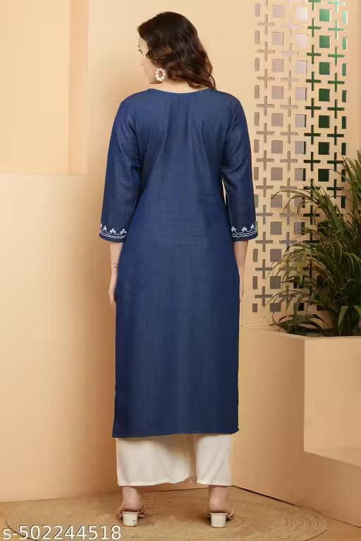 Royal Denim Embroidery Kurti For Girls and Women