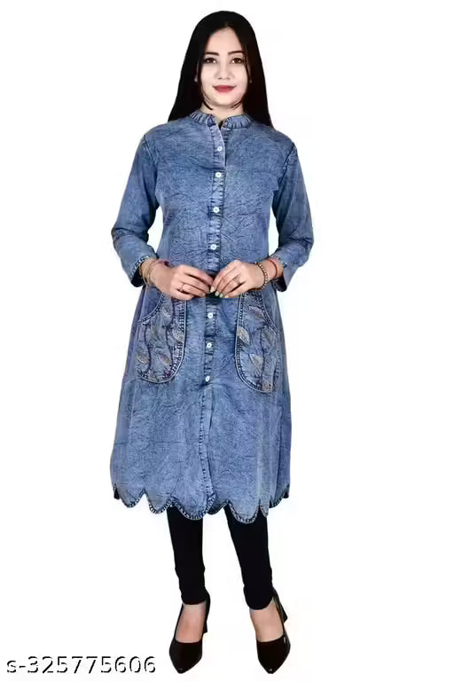 Denim Marbal kurti office wear kurti COMFORTABLE kurti