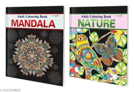 2-in-1 Adult Colouring Book Set – featuring Mandala Art and Nature Designs.