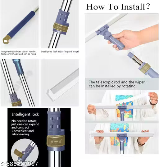 Magic Broom Silicon Floor Wiper Long Handle 180 Degree Rotating Squeegee Broom