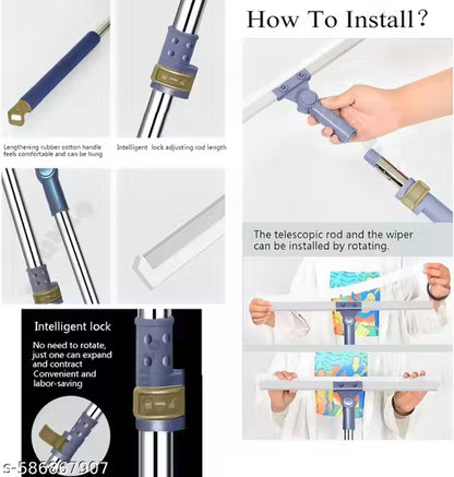 Magic Broom Silicon Floor Wiper Long Handle 180 Degree Rotating Squeegee Broom