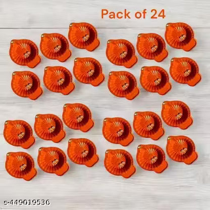 lastic Water Sensor LED Diyas with Water sensing technology, E-Diya, Warm Orange Yellow Ambient Lights (Pack of 24)