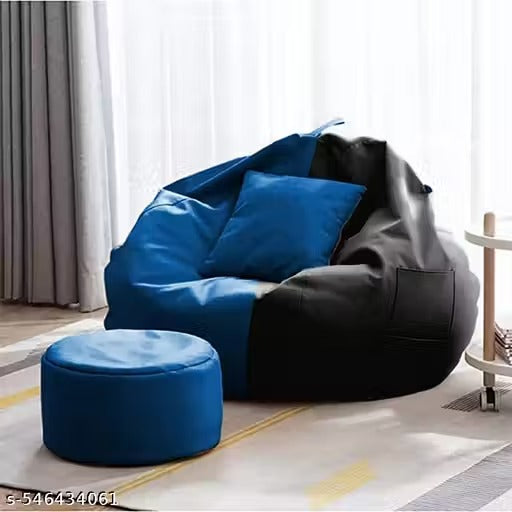 🛋️ SHIRA 24 – 4XL Bean Bag Cover with Footrest &amp; Cushion (With Beans)