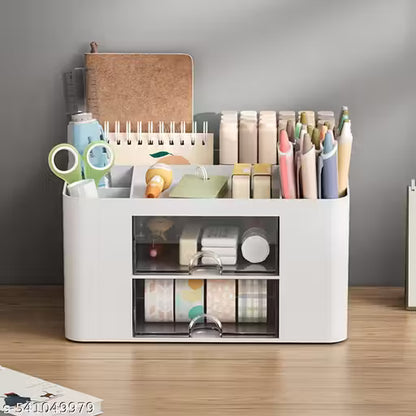 Shrigana Desk Organizer with 2 Drawer, Multi-Functional Pencil Holder