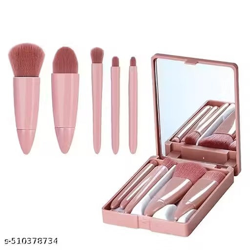 5 in 1 Small Mini Makeup Brush Kit with Mirror