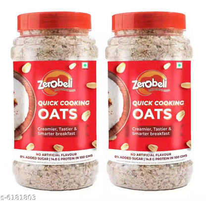 Zerobeli High Fiber Instant Oats 1 kg (500g x 2) I High Protein Oats I Healthy Diet