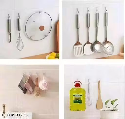 New Walls Hooks &amp; Wall Hanger Without Drilling, Adhesive Wall Transparent Hooks